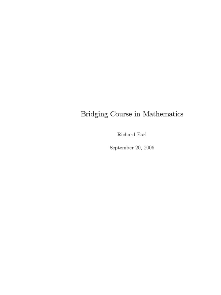 Bridging Course in Mathematics | PDF