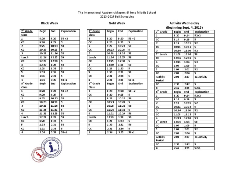 2013-14 iAM Bell Schedules | PDF | Teaching Methods & Materials ...
