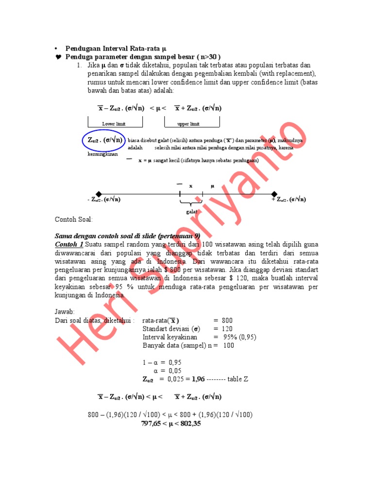 Pendugaan Interval Rata Rata Statisitik