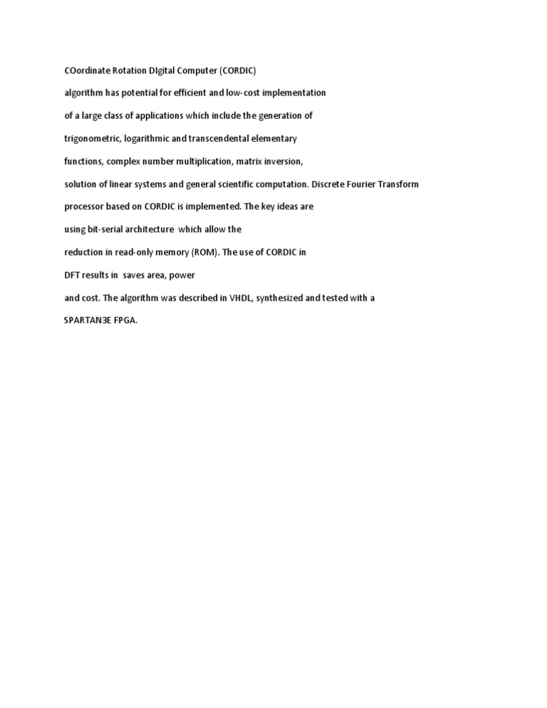 COordinate Rotation DIgital Computer | PDF