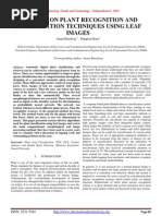 A REVIEW ON PLANT RECOGNITION AND CLASSIFICATION TECHNIQUES USING LEAF IMAGES