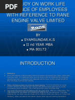 project presentaA STUDY ON WORK LIFE BALANCE OF EMPLOYEES WITH REFERENCE TO RANE ENGINE VALVE LIMITEDtion.ppt