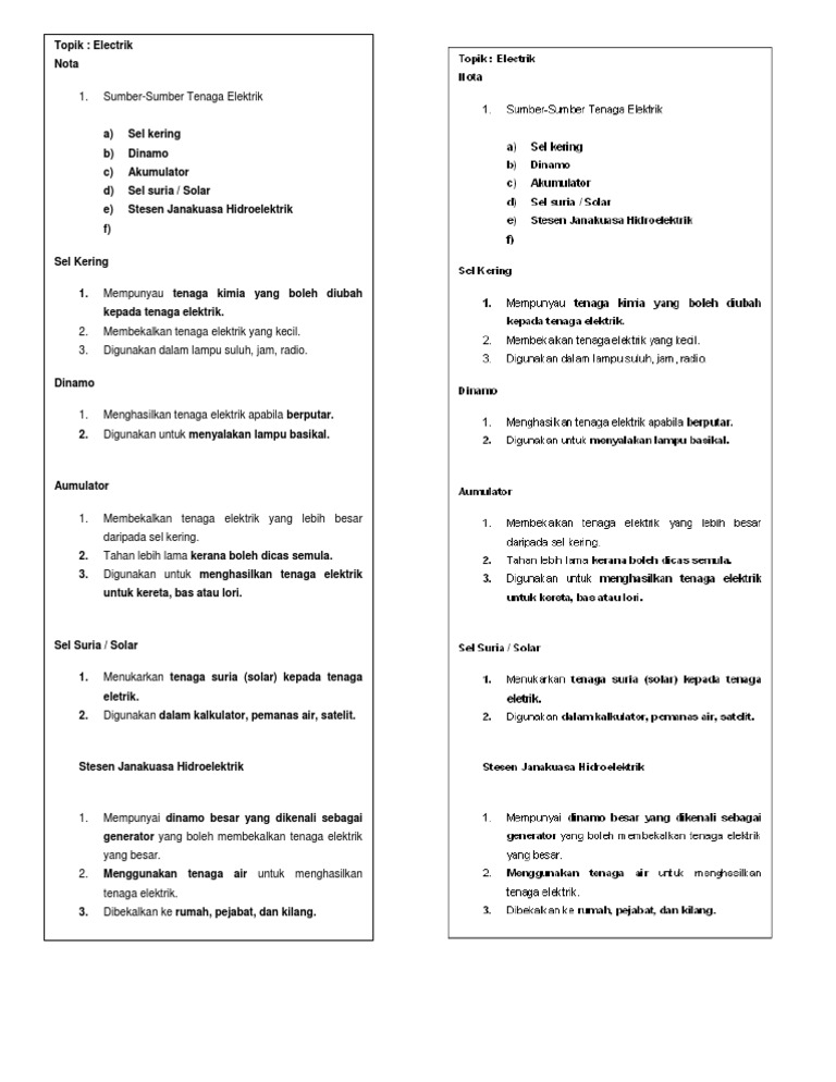 Nota Sains Tahun 5