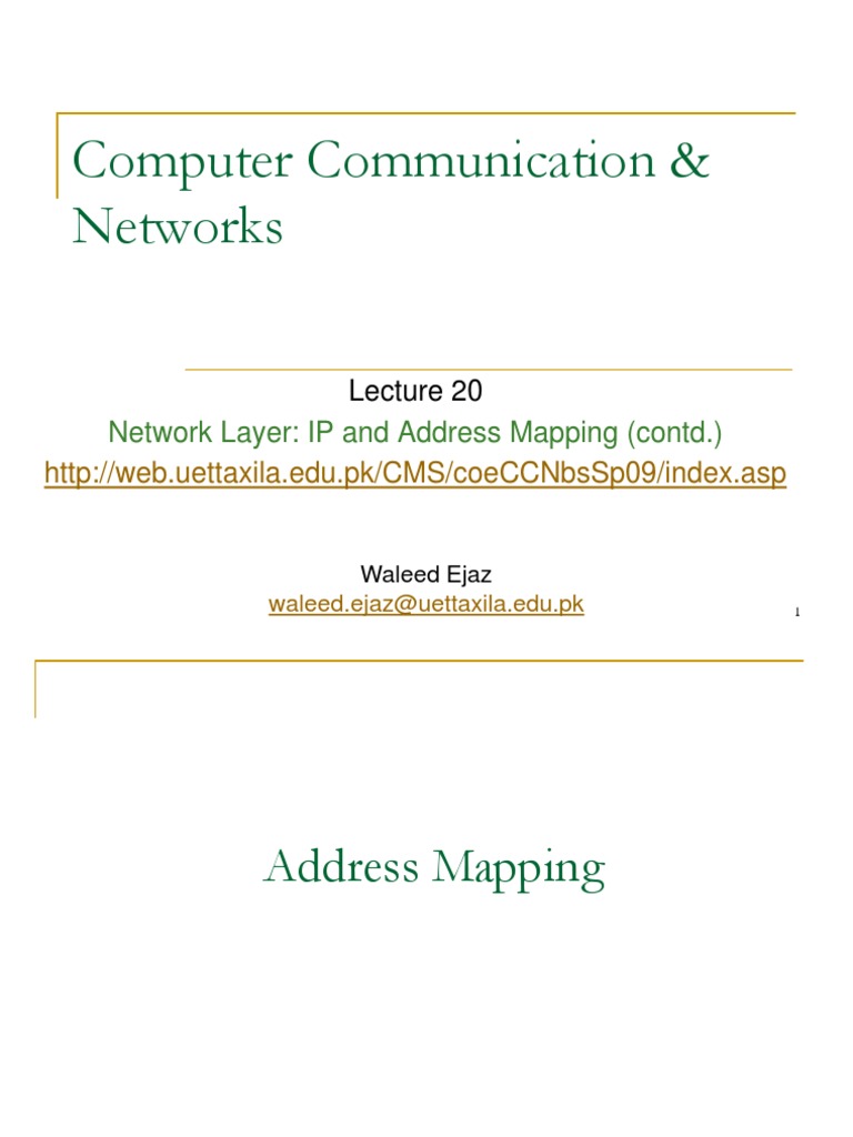 Computer Communication & Networks: Network Layer: IP and Address ...