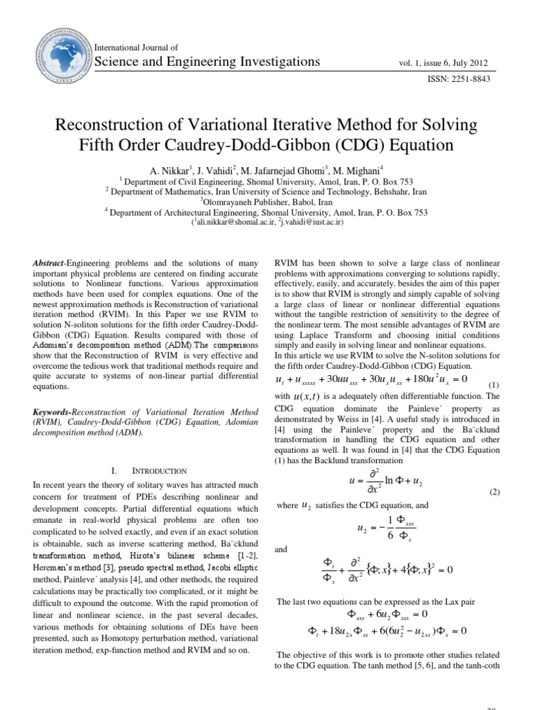 Reconstruction of Variational Iterative Method For Solving Fifth Order ...