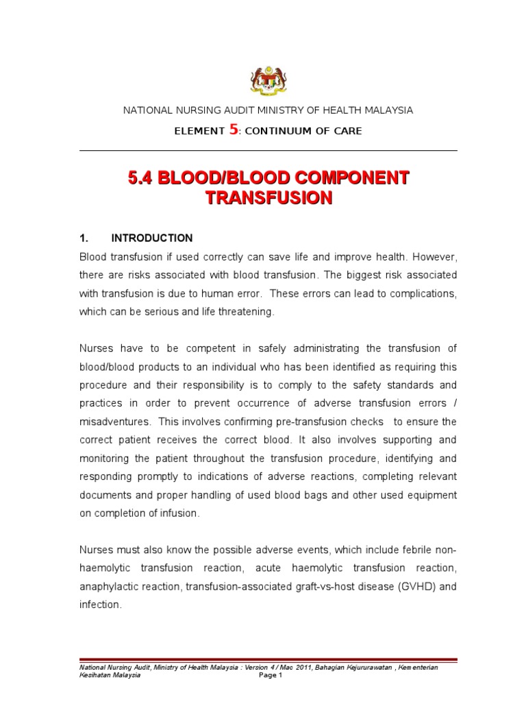 Blood - Transfusion Rev 31 Mac 2011 | PDF | Blood Transfusion | Patient