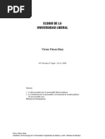 Vistor Perez Diaz, Elogio a La Universidad Liberal