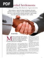 Illinois Bar Journal - Unsettled Settlements:Understanding Mediation Agreements