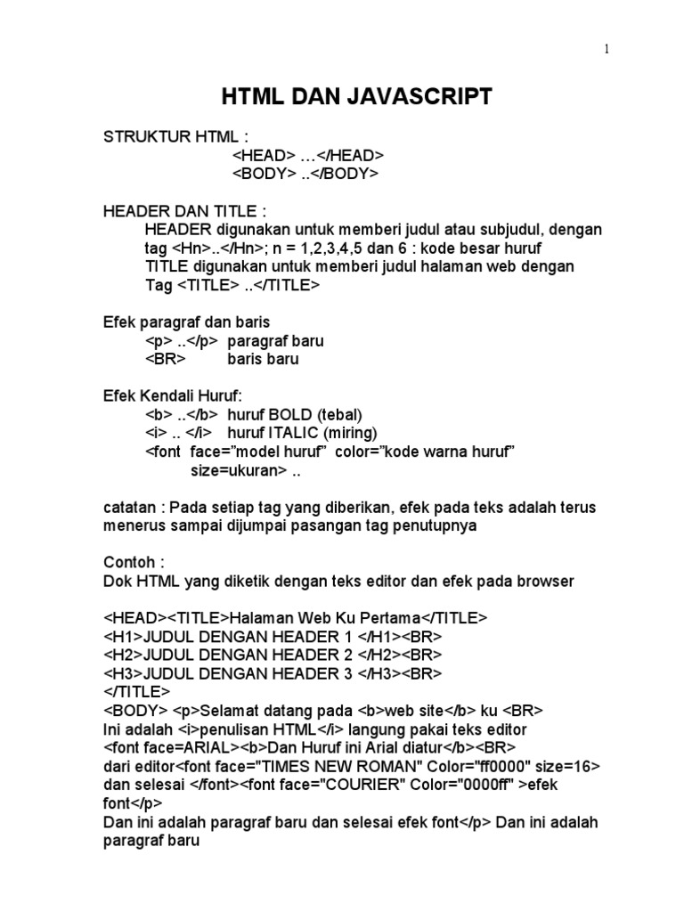 HTML Dan Javascript | PDF | Komputer | Teknologi & Rekayasa