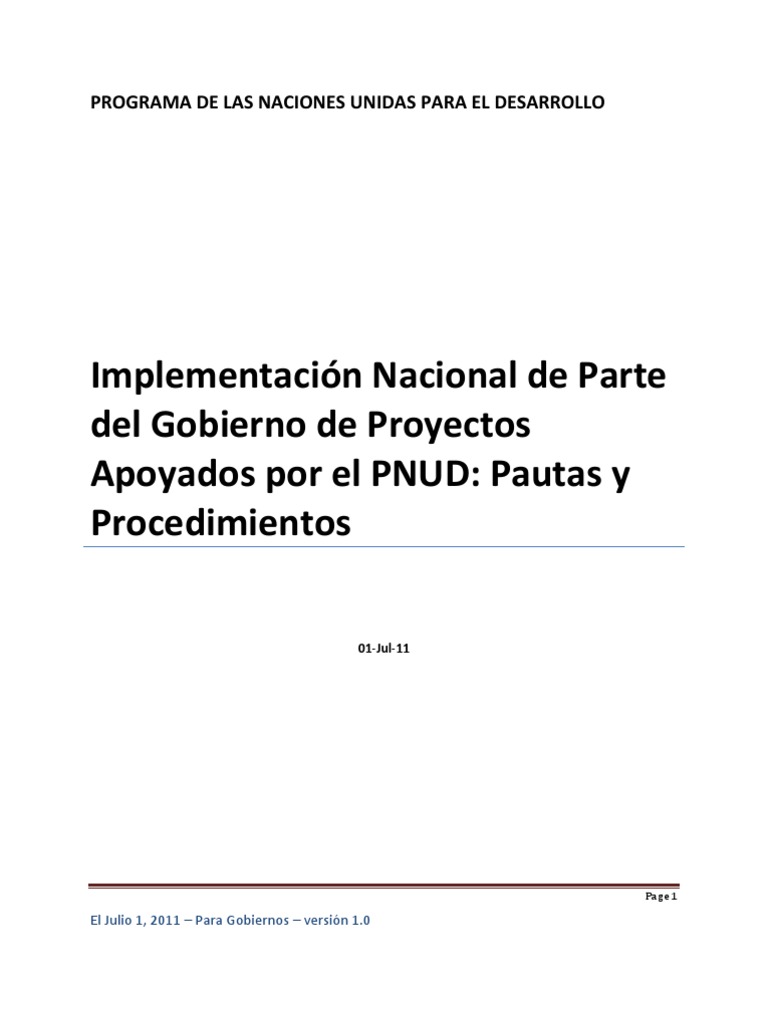 Pnud Procedimientos | PDF | Programa de las Naciones Unidas para el ...