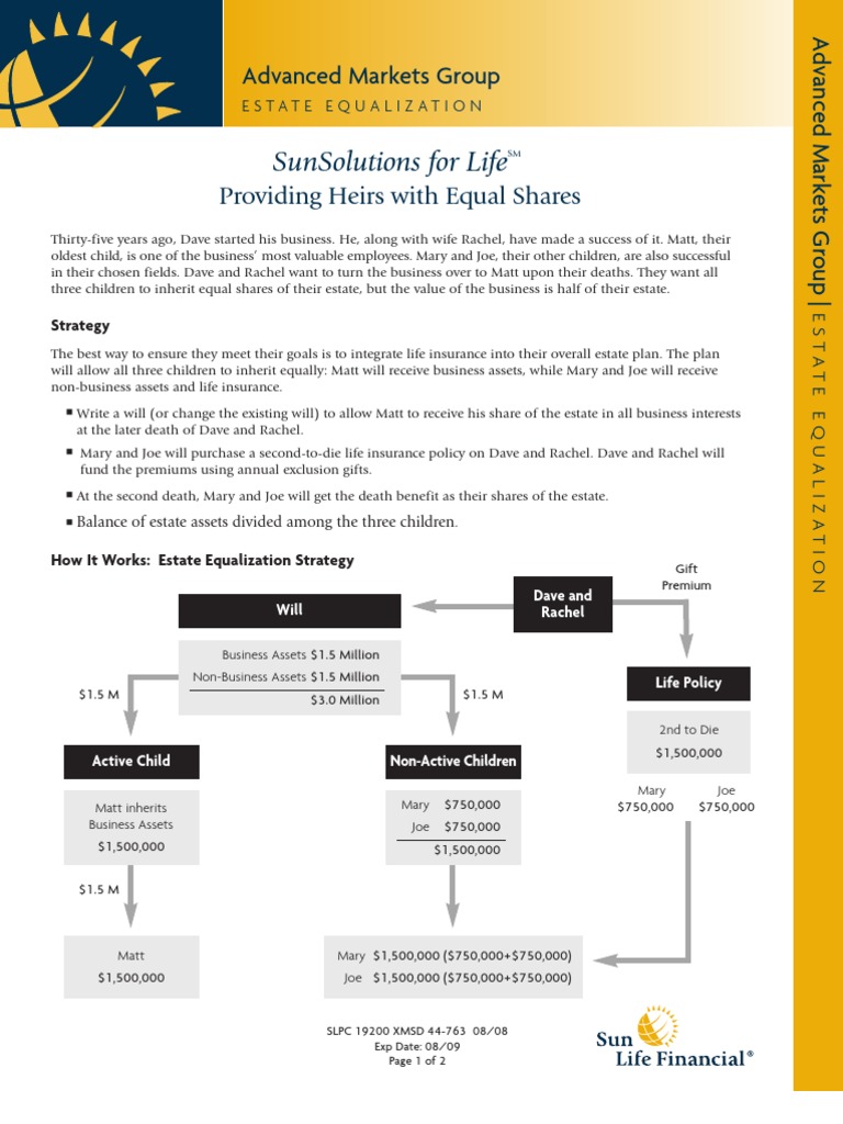 Estate Equalization PDF Life Insurance Insurance