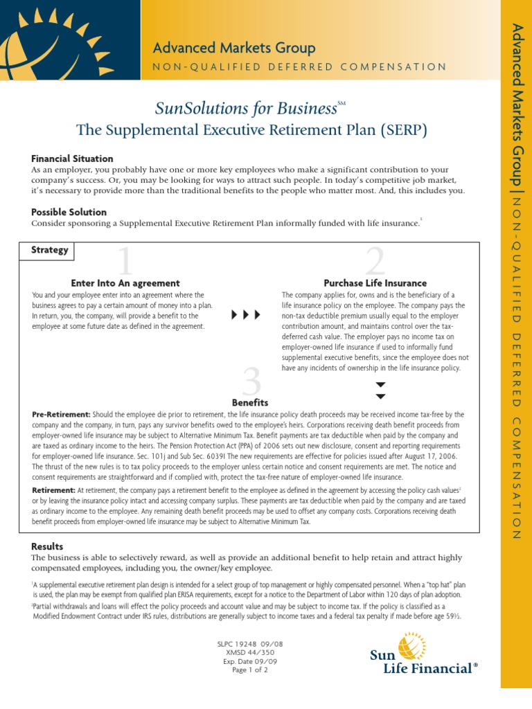 SERP Defined Benefit Pension Plan Life Insurance