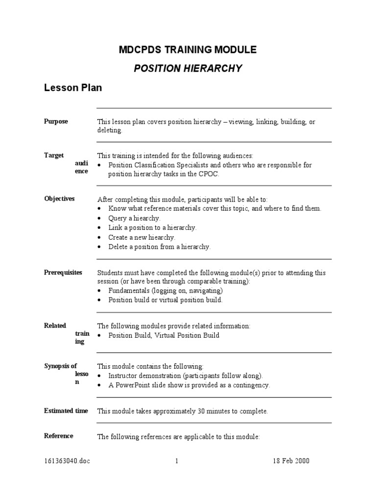Mdcpds Training Module Position Hierarchy Pdf Hierarchy Databases