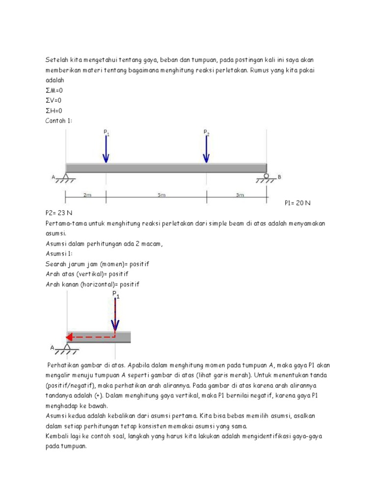 Cara Menghitung Reaksi Tumpuan Docx