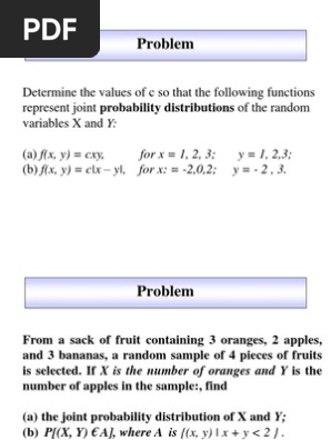Joint Distributions Random Variable Variance