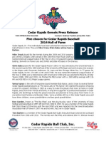 Cedar Rapids Kernels Press Release Five Chosen For Cedar Rapids Baseball 2014 Hall of Fame