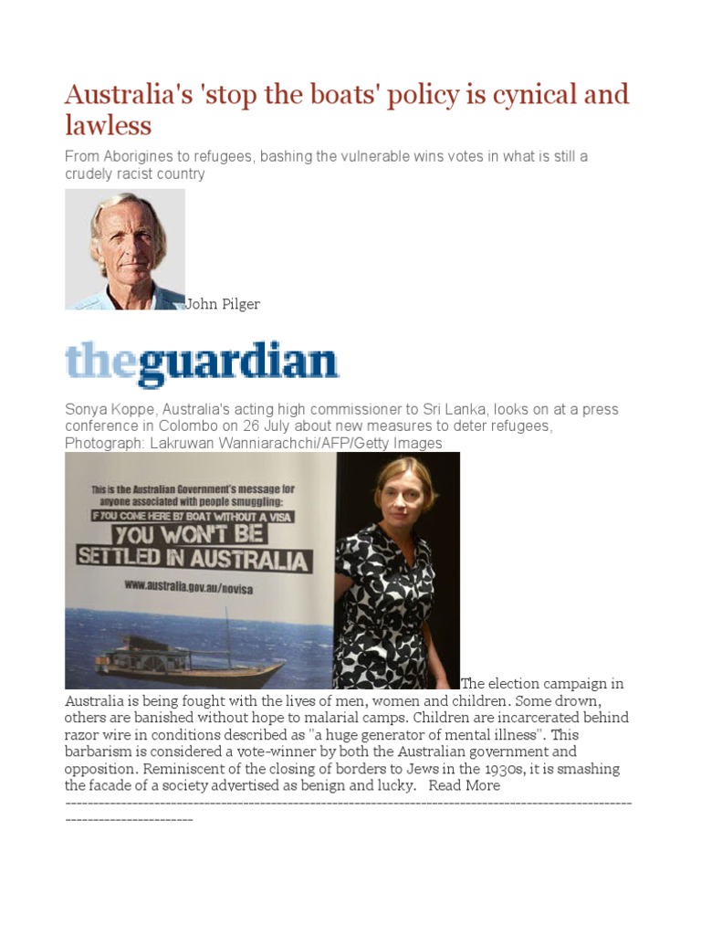 Australia's 'Stop the Boats' Policy is Cynical and Lawless Refugee