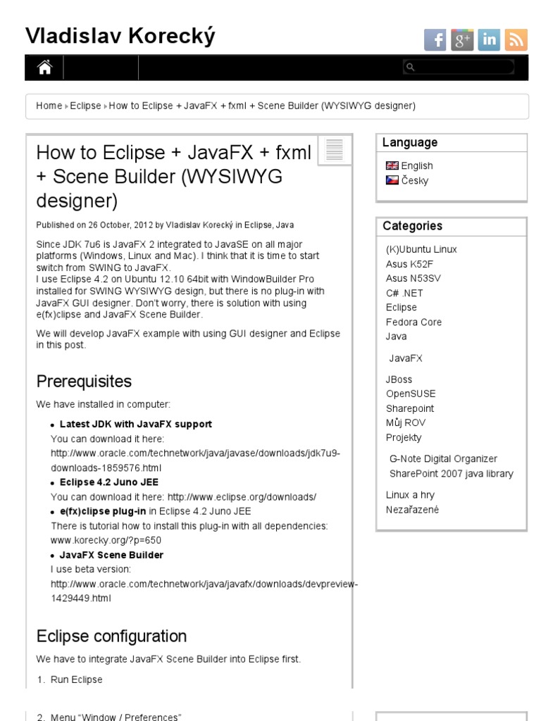 Vladislav Korecký - How To Eclipse + JavaFX + FXML + Scene Builder ...