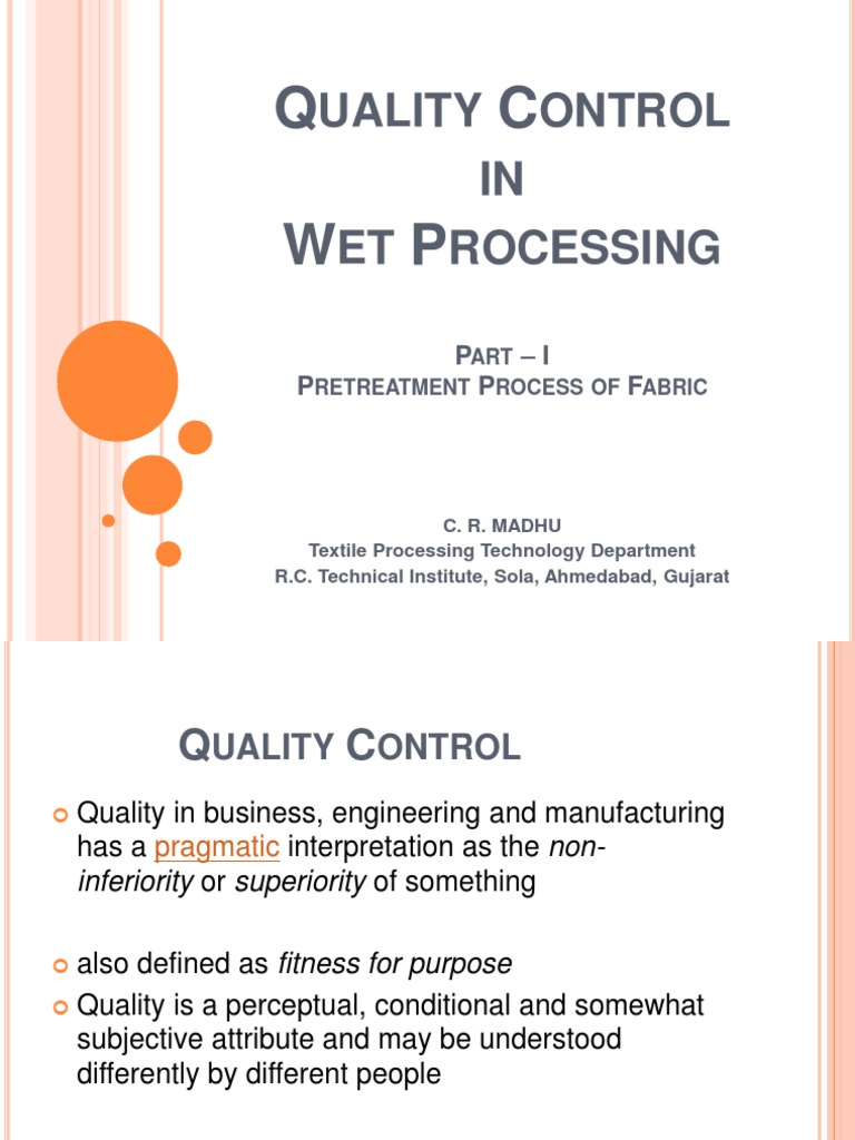 Quality Control in Textile Processing | PDF | Staining | Quality (Business)
