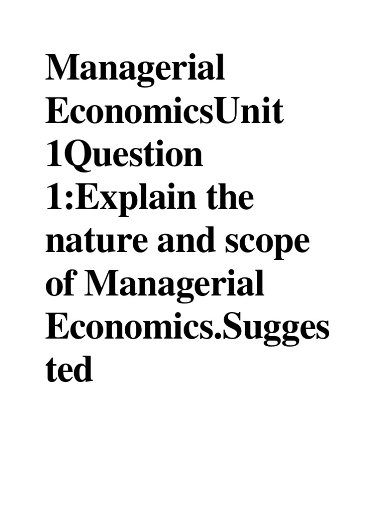 Nature and Scope of Managerial Economics | PDF