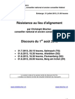 Christophe BLOCHER : Discours Du Premier Aout 2013