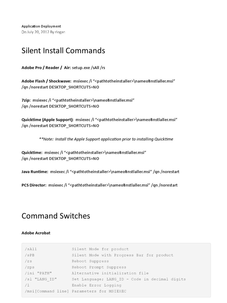 Silent Install Commands for MSI Files | PDF | Plug In (Computing ...