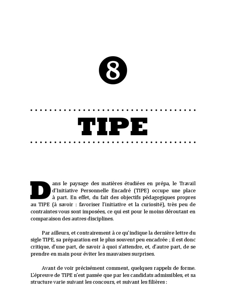 Guide Pratique pour le TIPE en Prépa | PDF | Expérience | Méthode ...