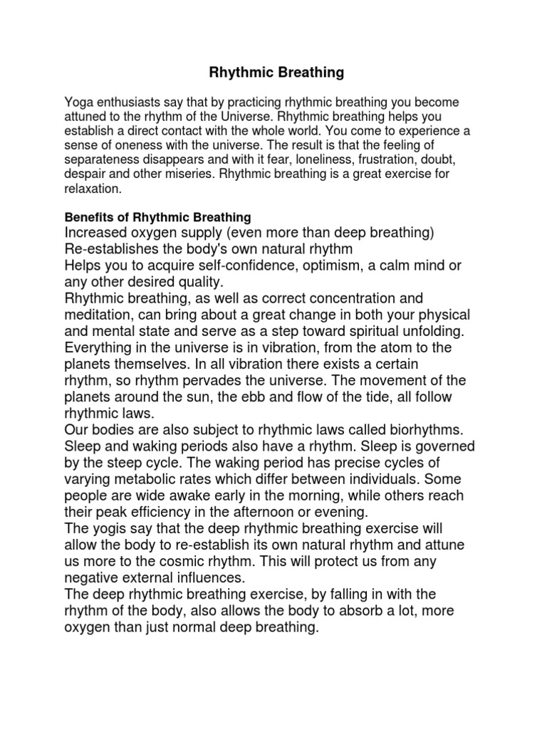 Rhythmic Breathing | PDF | Self-Improvement