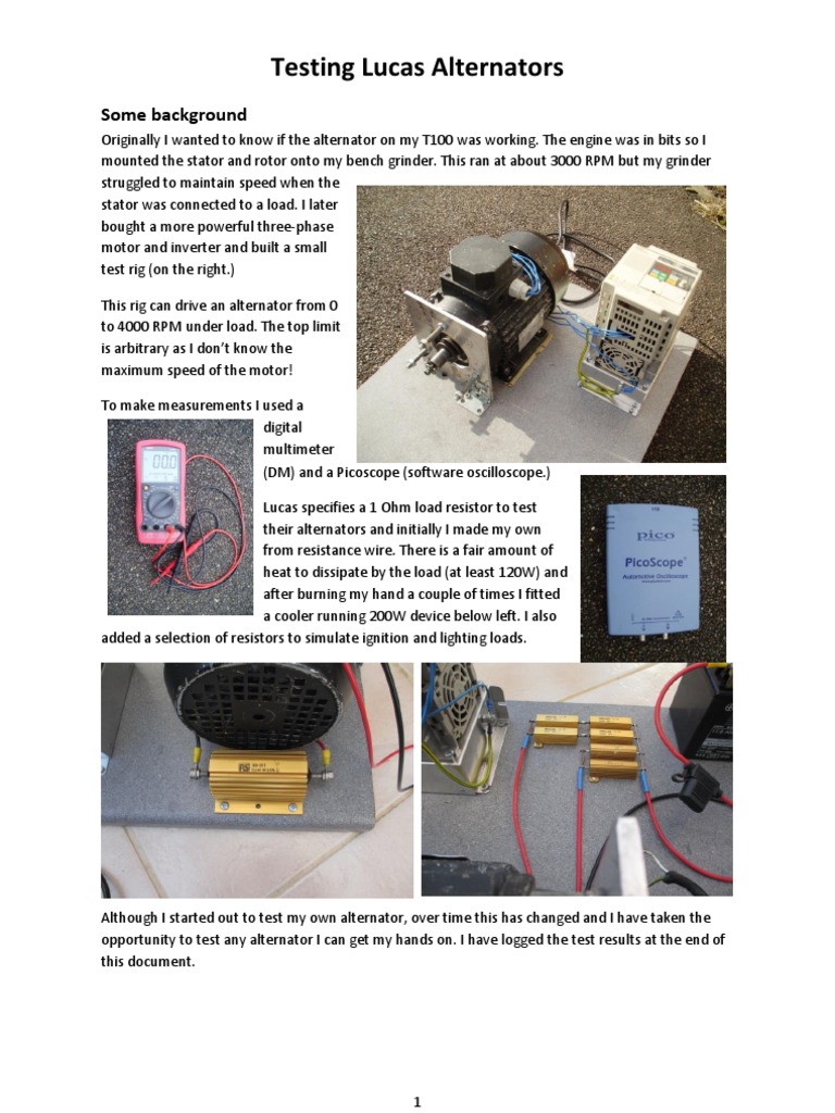 Testing Lucas Alternators Aug 2013 Electrical Resistance And