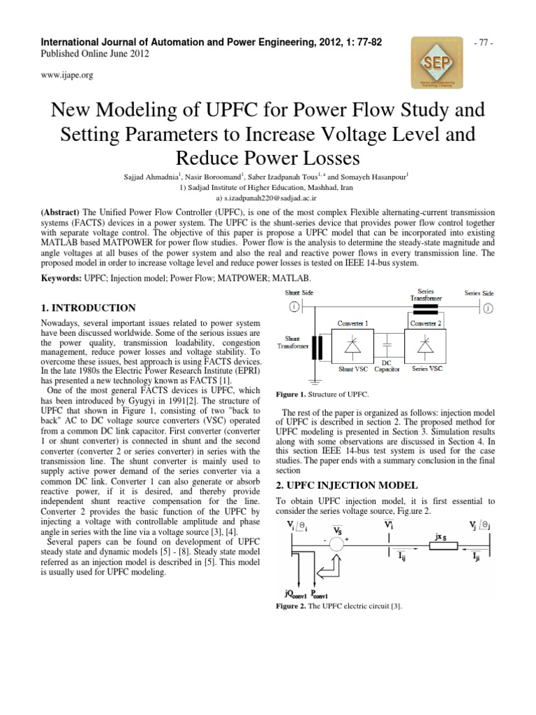 UPFC Modeling for Power Flow Optimization | PDF | Ac Power | Electrical ...