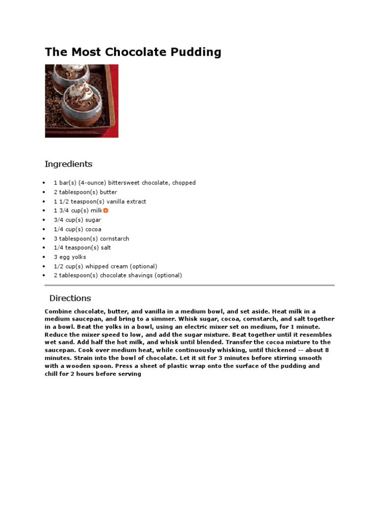 Chocolate Pudding Cake Recipe | PDF