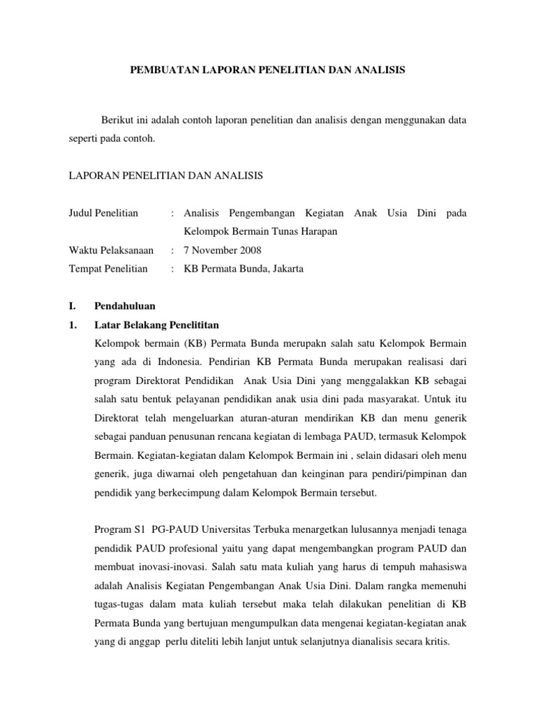 Pembuatan Laporan Penelitian Dan Analisis