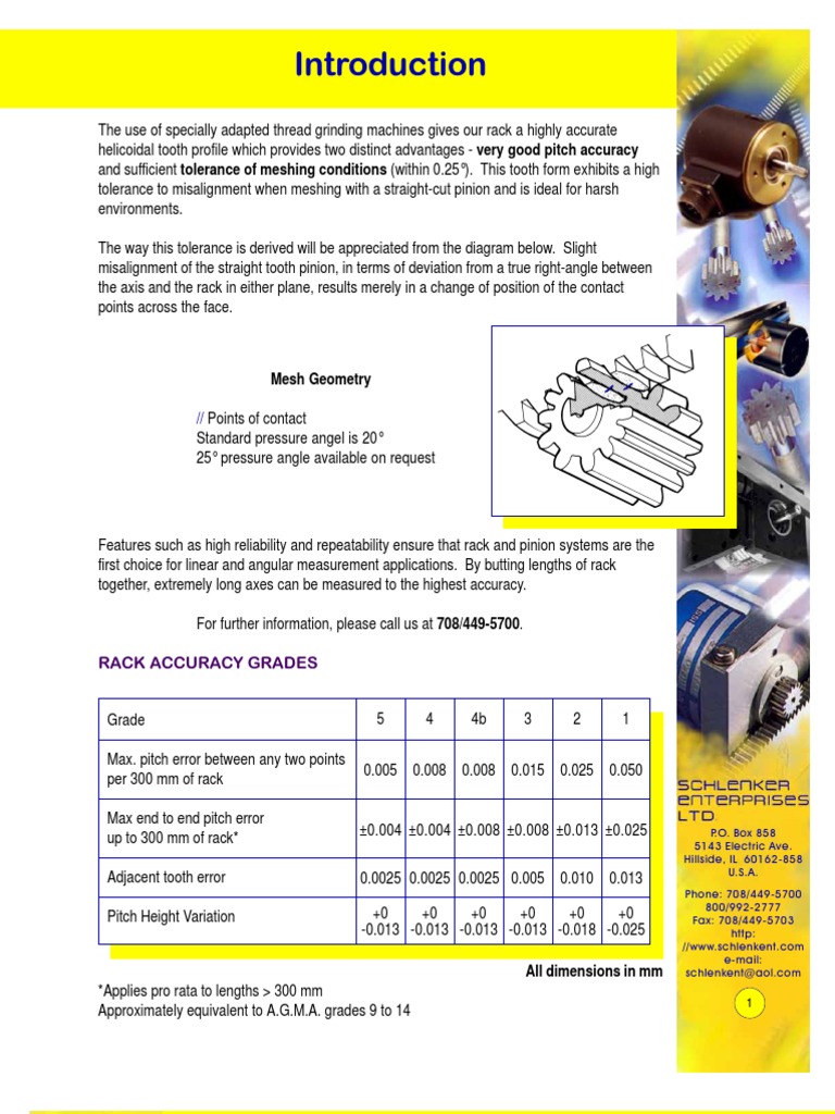 Standard Rack and Pinion Sizes Guide | PDF | Angle | Engineering Tolerance