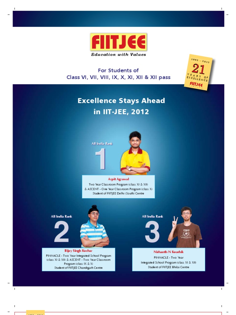 FIITJEE: Top IIT-JEE Results 2012 | PDF | University And College ...
