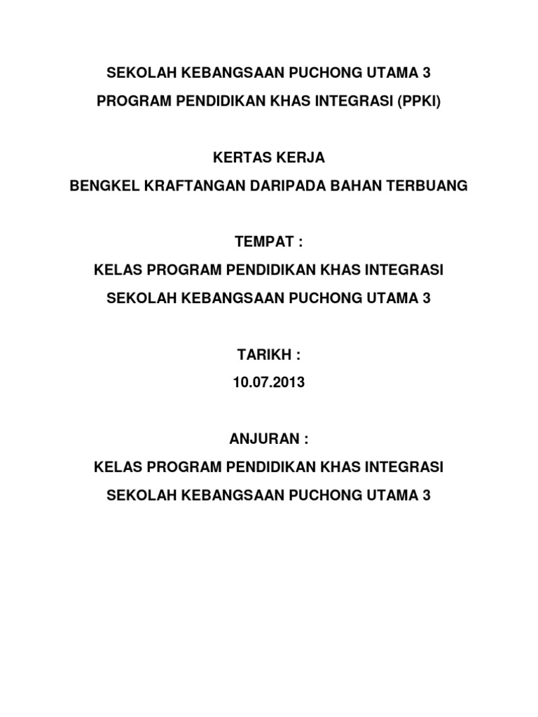 Kertas Kerja Bengkel Seni