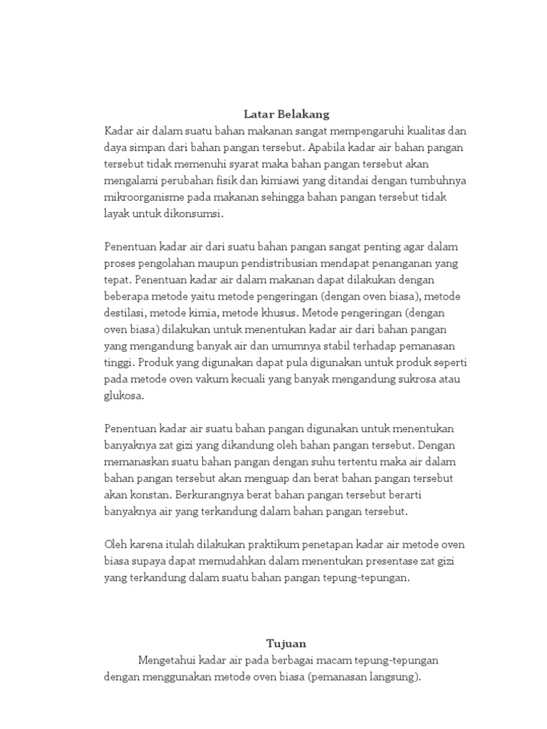 Perhitungan Kadar Air | PDF