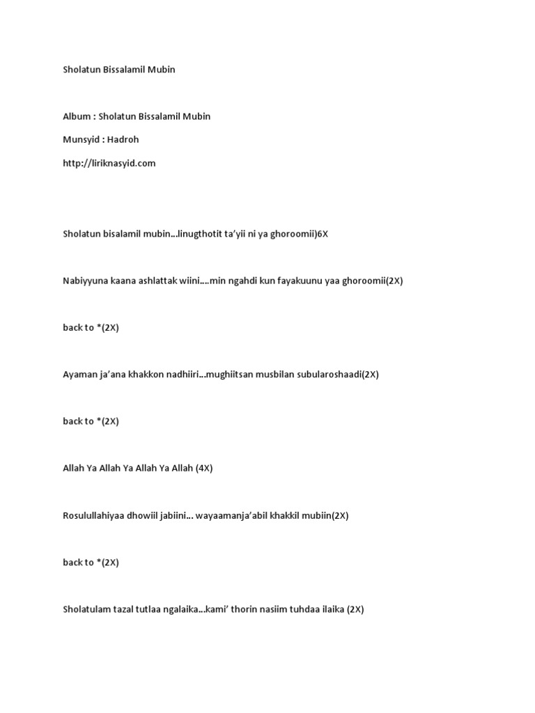 Lirik Qasidah Pdf
