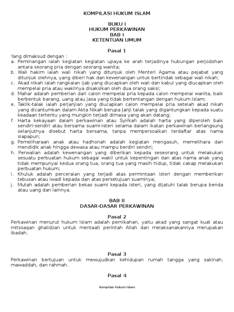 Kompilasi Hukum  Islam