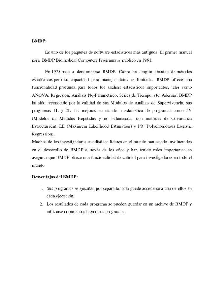 BMDP: Software Estadístico Clásico | PDF | Negocios | Informática