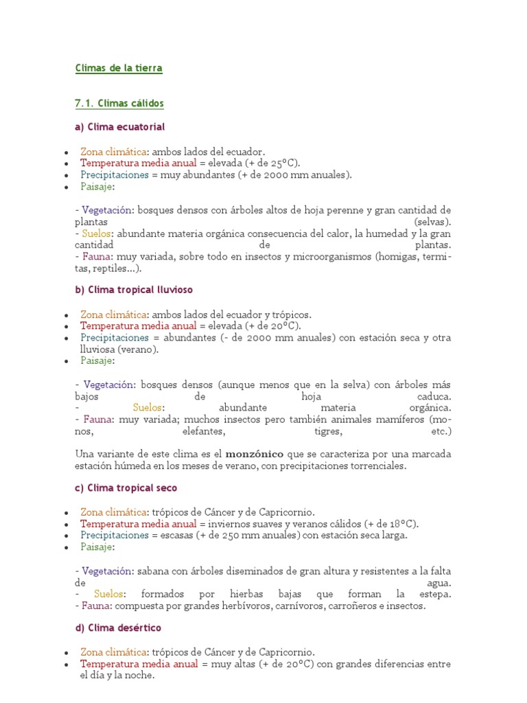 Tipos de climas en la Tierra | PDF | Zona tropical | Clima