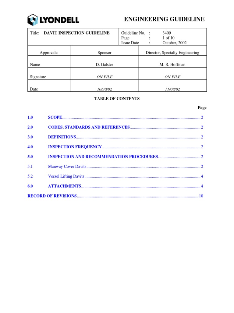 EG3409 Davit Inspection | PDF | Pipe (Fluid Conveyance) | Corrosion