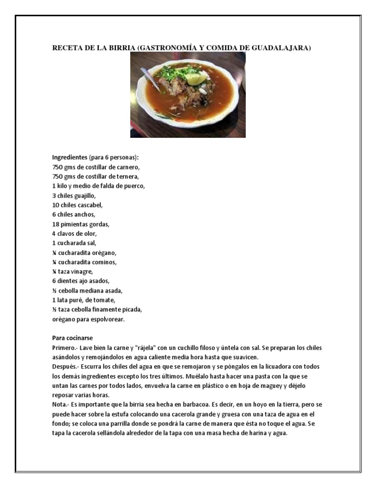 Receta de La Birria | PDF