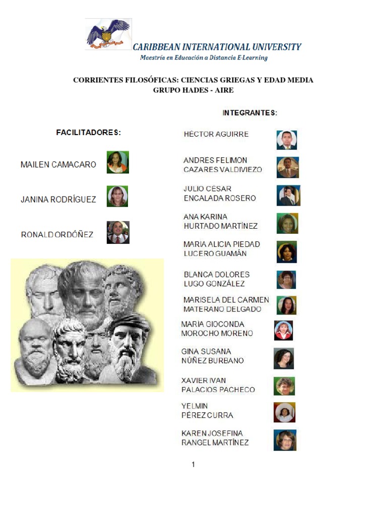 Corrientes Filosóficas Ciencias Griegas y Edad Media
