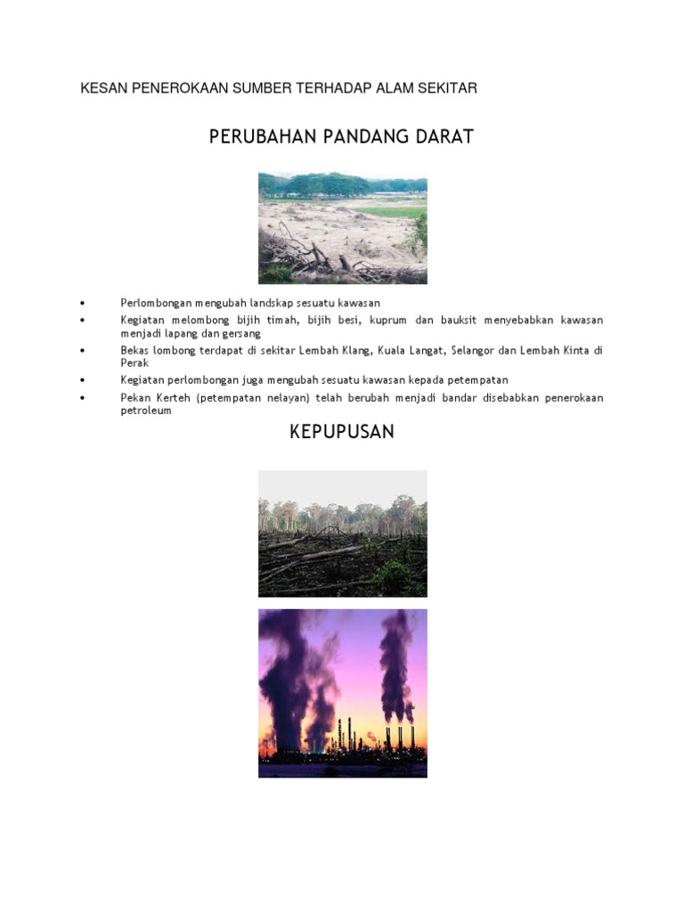 Kesan Penerokaan Sumber Terhadap Alam Sekitar Pdf