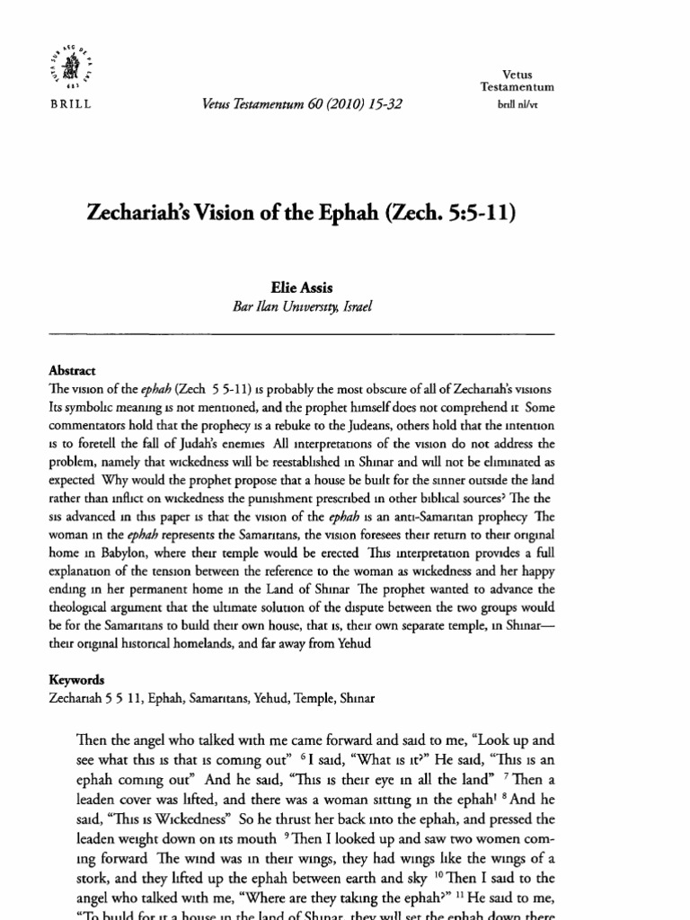 Zechariah's Vision of The Ephah (Zech. 5.5-11) by Elie Assis | PDF ...
