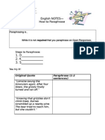 English NOTES - How To Paraphrase: Paraphrasing Is.