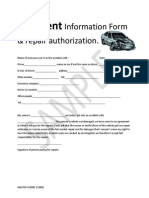 Accident Information Form Repair Sign
