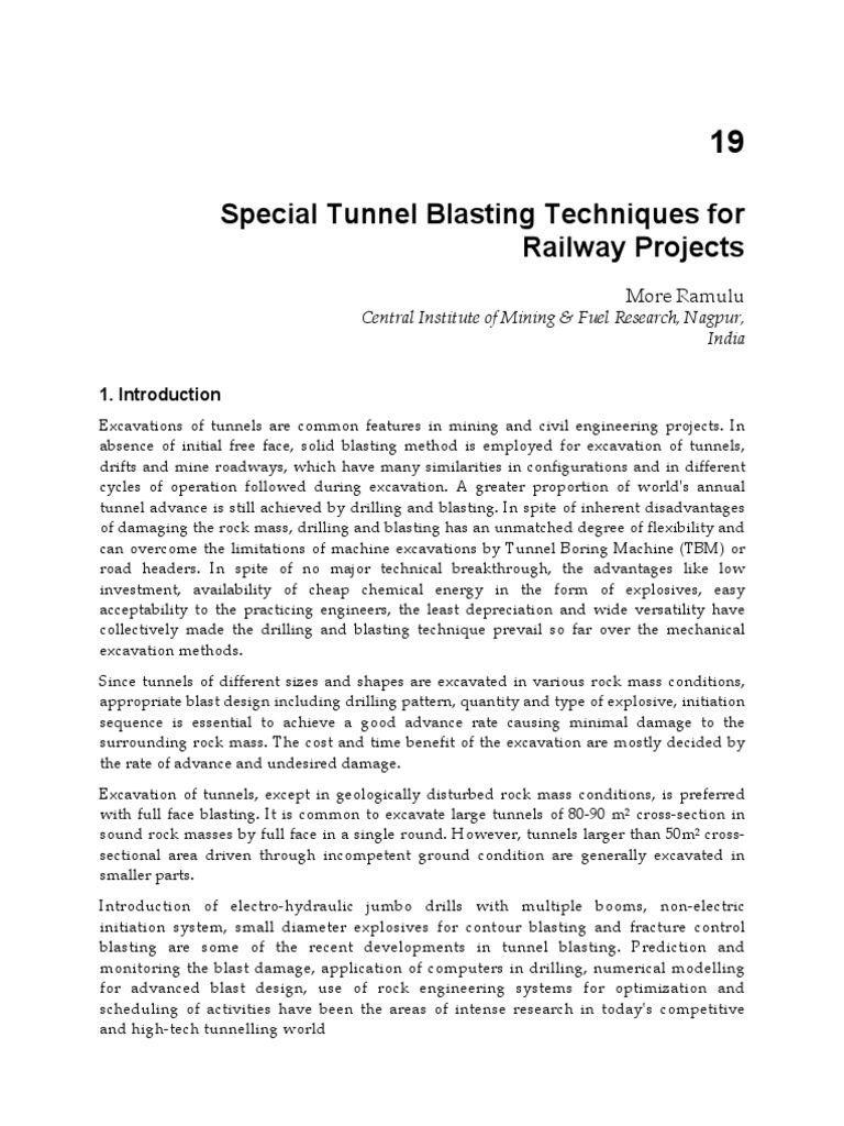 Tunnel Blasting Techniques for Railways | PDF | Tunnel | Explosive Material