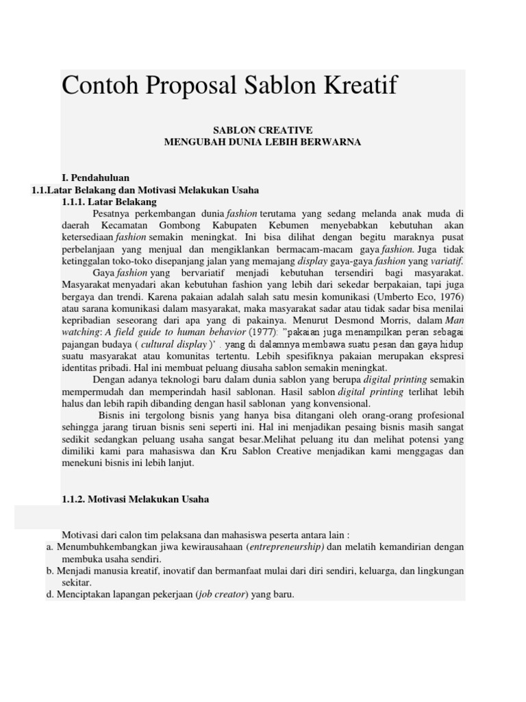 Contoh Proposal Sablon Kreatif