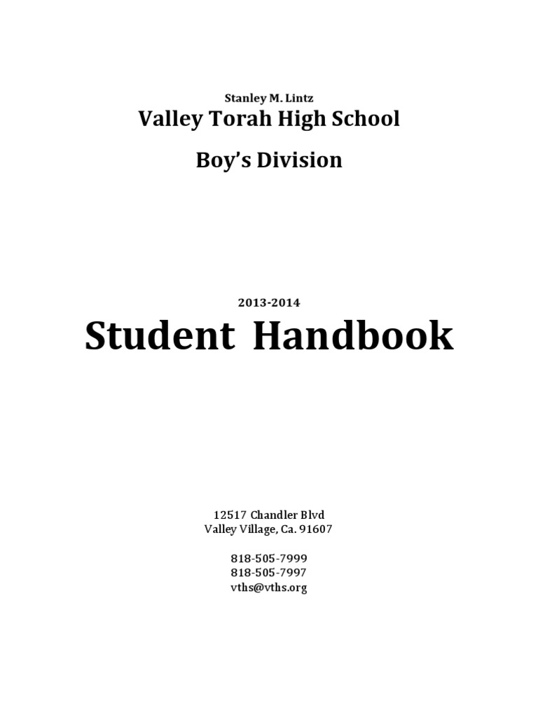 VTHS Boys Handbook 2013-14 | PDF | Grading (Education) | Test (Assessment)